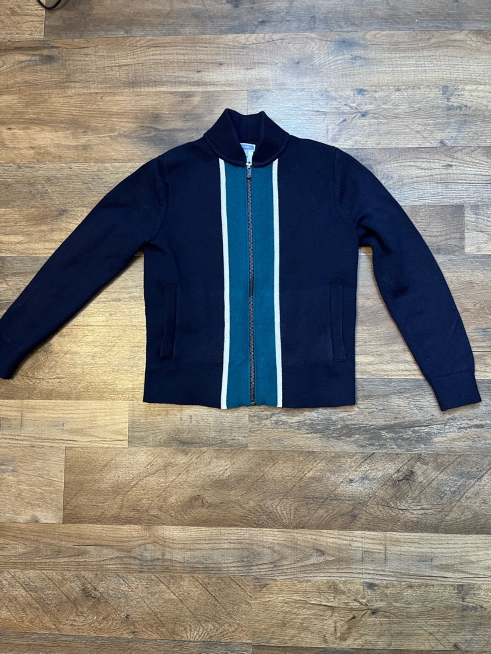 Jacadi Navy and Teal Knit Zip Cardigan